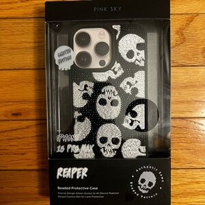 Pink Sky Skull iPhone 15 Pro Max Case